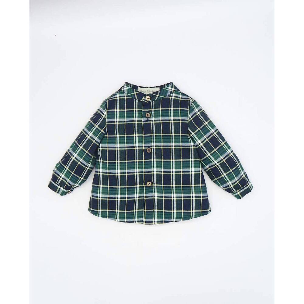 NEW FINA EJERIQUE kid's checkered button down shirt in green